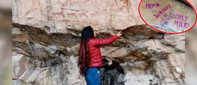 Áncash: mujer daña pinturas rupestres y lo sube a su Facebook Áncash: mujer daña pinturas rupestres y lo sube a su Facebook