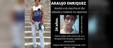 ¿Dónde está Luis Araujo?: Joven desaparecido tras asistir a segunda marcha nacional ¿Dónde está Luis Araujo?: Joven desaparecido tras asistir a segunda marcha nacional
