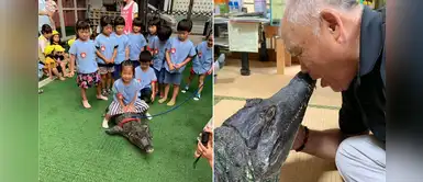 Familia demuestra su convivencia con un cocodrilo por más de 30 años Familia demuestra su convivencia con un cocodrilo por más de 30 años