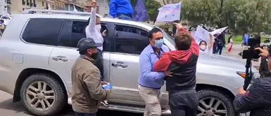 César Acuña: Manifestante irrumpe caravana en Cajamarca César Acuña: Manifestante irrumpe caravana en Cajamarca