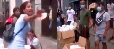 Extranjeros que vendían mascarillas expuestas y manipuladas agreden a periodista Extranjeros que vendían mascarillas expuestas y manipuladas agreden a periodista