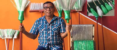 México: Adulto mayor elabora escobas ecológicas hechas de botellas de plástico pet México: Adulto mayor elabora escobas ecológicas hechas de botellas de plástico pet