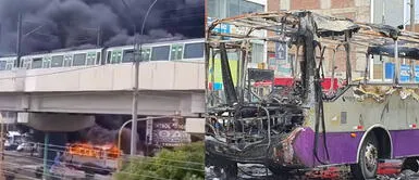 San Juan de Lurigancho: Bus del corredor morado se incendia San Juan de Lurigancho: Bus del corredor morado se incendia