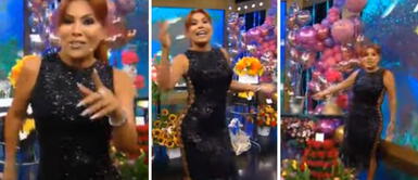 Magaly Medina apareció en señal abierta contenta y bailando en su día. Magaly Medina inició su programa feliz y bailando 'Estoy soltera' tras su separación