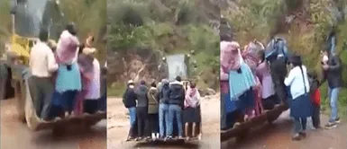 Apurímac en Elecciones 2021 Electores arriesgan sus vidas cruzando río en pala de tractor para poder votar