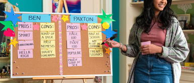 Devi Vishwakumar indecisa con sus dos galanes. (Foto: Netflix) Devi Vishwakumar indecisa con sus dos galanes. (Foto: Netflix)