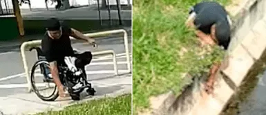 Joven discapacitado abandonó su silla de ruedas para ayudar a un gatito callejero Joven discapacitado abandonó su silla de ruedas para ayudar a un gatito callejero