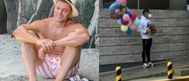 Ignacio Baladán en el aeropuerto Ignacio Baladán es captado con flores y globos en el aeropuerto