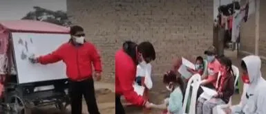 Chiclayo: Profesor usa su mototaxi como 'pizarra móvil' para enseñar a niños sin internet Chiclayo: Profesor usa su mototaxi como 'pizarra móvil' para enseñar a niños sin internet