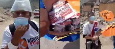 Simpatizantes fujimoristas regalan golosinas mientras piden votar por Keiko Fujimori Simpatizantes fujimoristas regalan golosinas mientras piden votar por Keiko Fujimori