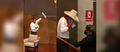 Seguridad detiene a Pedro Castillo por llevarse micrófono tras firmar “Proclama Ciudadana” Pedro Castillo casi se lleva micrófono de auditorio y seguridad lo detiene para avisarle