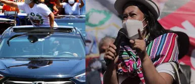 Keiko Fujimori continúa su campaña presidencial en Jauja. Lanzan huevos al vehículo de Keiko Fujimori en Jauja