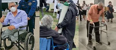 Ni su edad, ni su condición física limitada fue obstáculo para que acudan a las urnas. Adultos mayores con balones de oxígenos y en sillas de ruedas acudieron a sufragar el domingo
