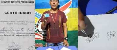 Desde Bagua, Alcántara Sarmiento mostró el certificado que le fue entregado por la ONPE por participar en las elecciones. Joven que cumplió como miembro de mesa descarta acusación de firma falsa de Fuerza Popular