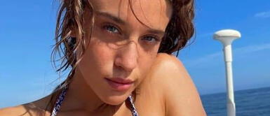 María Pedraza María Pedraza muestra look básico que resalta con bolso en piel de napa