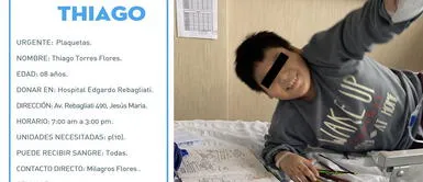 El pequeño Thiago se encuentra hospitalizado en el Rebagliati. Familiares de niño de 8 años con leucemia piden con urgencia donadores de sangre