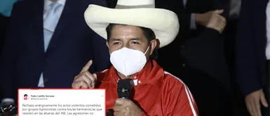 Pedro Castillo: Pedro Castillo: "Rechazo los actos violentos cometidos por grupos fujimoristas"