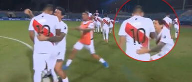 Lapadula consuela a Christian Cueva tras fallar penal ante Uruguay Lapadula consuela a Christian Cueva tras fallar en penales ante Paraguay