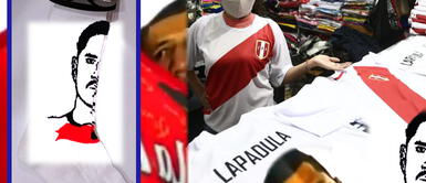 Comerciantes de Gamarra producen hasta medias con rostro de Lapadula Éxito en Gamarra: Camisetas y mascarillas con rostro de Lapadula se venden como "pan caliente"