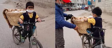 La Libertad: niño que sale a vender pan a bordo de su bicicleta se hace viral. La Libertad: niño sale a vender pan a bordo de su bicicleta para sobrevivir