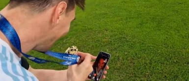 Lionel Messi se emocionó con videollamada de Antonela Roccuzzo y sus hijos en plena premiación Lionel Messi se emocionó con videollamada de Antonela Roccuzzo y sus hijos en plena premiación