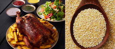 Opción saludable para comer sin arrepentirte. Pollo a la Brasa con chaufa de quinua: un nuevo acompañamiento para comer sin culpas