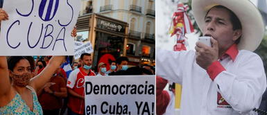 Pedro Castillo manifestó que el bloqueo impuesto por los Estados Unidos hacia Cuba Pedro Castillo afirma que las protestas en Cuba se deben al bloqueo económico de Estados Unidos