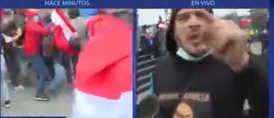 Los efectivos policiales fueron atacados por evitar el ingreso de los simpatizantes fujimoristas. Seguidores de Keiko Fujimori agreden a periodistas de diferentes medios