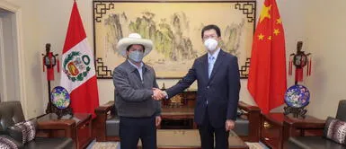 Pedro Castillo y embajador de China Pedro Castillo se reunió con embajador de China en el Perú