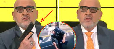 Beto Ortiz aparece con pistola en su programa tras presencia de ronderos con machetes Beto Ortiz se mofa de ministro del Interior tras indicar que machetes es parte de la cultura de los ronderos