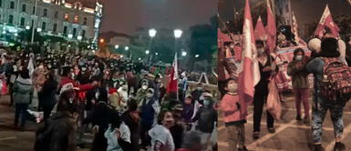 Simpatizantes de Perú Libre continúan en protesta para que se reconozca a Pedro Castillo como presidente electo. Plaza San Martín: Simpatizantes de PL bailaron para exigir proclamación de Castillo