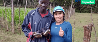 Tokio 2020: Gladys Tejeda obsequió zapatillas a joven atleta de escasos recursos de Kenia Tokio 2020: Gladys Tejeda obsequió zapatillas a joven atleta de escasos recursos de Kenia
