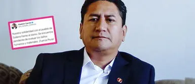 Vladimir Cerrón se pronuncia tras sismo en Piura y usuario lo trolea. Cerrón envía mensaje a Piura tras terremoto como si fuera el presidente y le contestan: "Te equivocaste de cuenta"