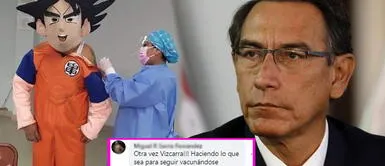 Usuario realizó un peculiar comentario sobre la vacunación de Martín Vizcarra. Hombre se difraza de Gokú para acudir a vacunarse y usuario asegura que es Martín Vizcarra camuflado