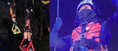 Angie Arizaga es obligada a hacer reto de altura Angie Arizaga es obligada por la producción a cumplir reto de altura pese a su fobia