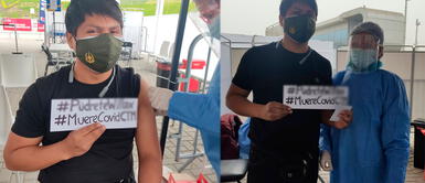 El caso del joven se volvió viral en redes sociales. Joven se vacuna con Sinopharm y deja contundente mensaje: "Cuídate del COVID y también de Willax"