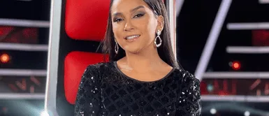 Daniela Darcourt le pone color a sus noches en La Voz con un outfit 'powder blue'. Daniela Darcourt le pone color a sus noches en La Voz con un outfit azul pastel