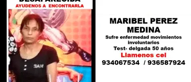 Villa El Salvador: buscan a mujer de 52 años que padece de movimiento corporal involuntario Villa El Salvador: buscan a mujer de 52 años que padece de movimiento corporal involuntario