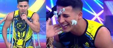 Elías Montalvo regreso a Esto es Guerra y volvió a jugar torta en la cara con Mario Hart Elías Montalvo regreso a EEG y se reencontró con sus competidores