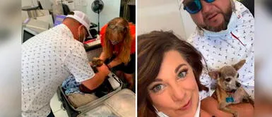 Novios no imaginaron encontrar a su peludita dentro de la maleta. Pareja viaja y se asombra al hallar a su perrita en el equipaje