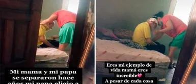 La noble mujer cuida al abuelo de su hija con mucho amor. Joven expresa orgullosa cómo su madre vela por la salud de su exsuegro