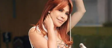 Magaly Medina y vestido con transparencias Magaly Medina se muestra como una ninfa de naturaleza etérea con vestido semitransparente