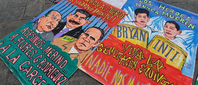 Las personas se congregaron en el Centro de Lima. Inti Sotelo y Bryan Pintado: marchan por justicia tras un año de su muerte