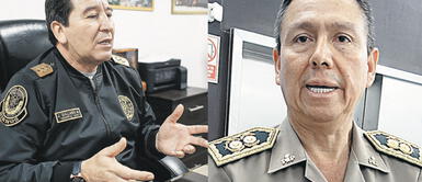 Interna policial. El comandante general de la PNP Javier Gallardo ha sido denunciado por el subcomandante general Javier Bueno por acciones indebidas en el proceso de ascenso de grado. Foto: Antonio Melgarejo / composición LR Número 1 y 2 de la PNP enfrentados por deficiencias en evaluación de ascensos