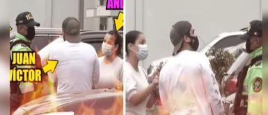 Juan Víctor y Andrea San Martín protagonizan enfrentamiento por incumplimiento de visitas Juan Víctor y Andrea San Martín discuten en la calle con policías por incumplimiento de visitas