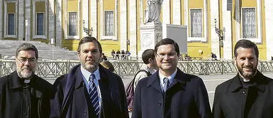 Protagonistas. Jaime Baertl Gómez, Enrique Elías Dupuy, Eduardo Regal y Gonzalo Len Álvarez conforman la cofradía del Sodalicio en Roma. Foto: difusión Sodalicio: ¿cómo hizo la cofradía del sacerdote sodálite Baertl para construir un imperio económico a costa de sus sobrevivientes?