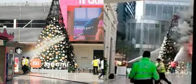 El incendio fue controlado por los bomberos. Surco: Se incendió árbol de Navidad del Jockey Plaza
