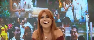 Magaly Medina y Alfredo Zambrano cumplieron cinco años de casados y lo celebraron en Colombia. Foto: captura ATV Magaly Medina a quienes criticaron ausencia de su hijo en renovación de votos: “no le pido limosna a nadie”