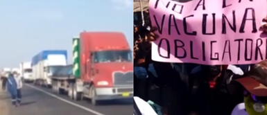 Antivacunas cierran la vía y no permiten el pase por desinformación sobre inmunización. Foto: Latina Carreteras en Ica: “antivacunas” bloquean Panamericana Sur