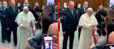 Gianluca Lapadula se tomó foto con los peruanos que asistieron al Vaticano. Gianluca Lapadula regaló la camiseta de la selección peruana al Papa Francisco | VIDEO